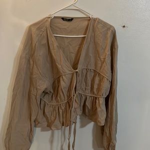 Tan tie front top never worn no tags size 2X
